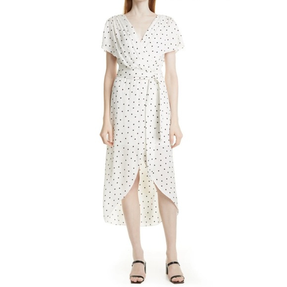 ALICE + OLIVIA Darva Polka Dot Faux Wrap Dress - Picture 2 of 11